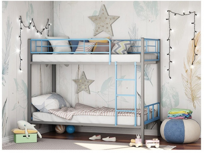 Двухъярусная кровать Севилья-2.01 комби (Голубой, Серый)