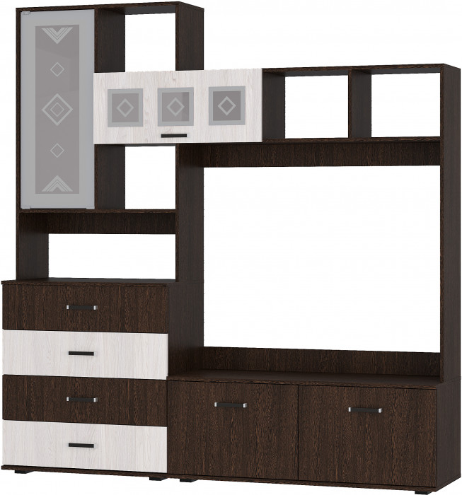 Стенка в гостиную Белла, венге/ясень белый