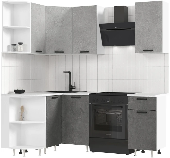 ЛДСП Кухня Рио NEW 2,0х1,3м бетон светлый/бетон темный (антарес)