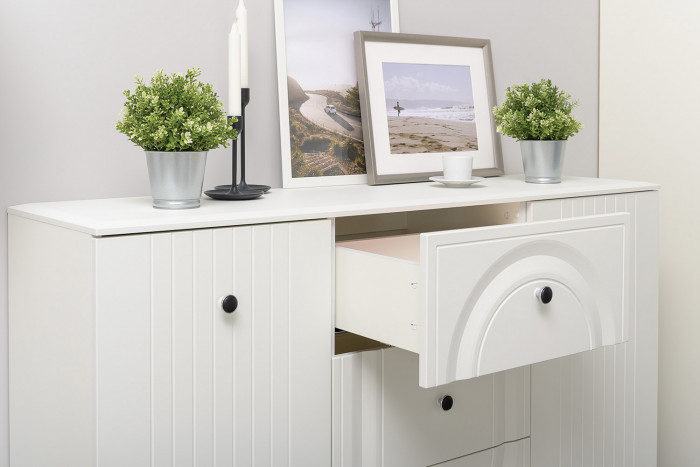 Валенсия Гостиная № 095, ЛДСП белый шагрень/МДФ белый шагрень