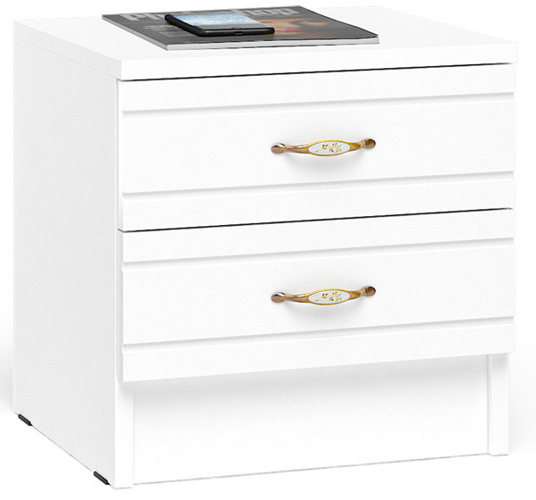 Елена Тумба прикроватная, цвет корпус белый/фасад мдф белый глянец, ШхГхВ 40х36,4х40 см. (для спален Елена, Ручеёк и Весна)