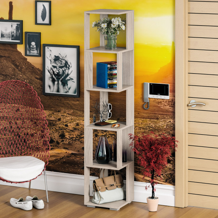 Стеллаж СВК, цвет ясень шимо светлый, ШхГхВ 35х35х179 см.