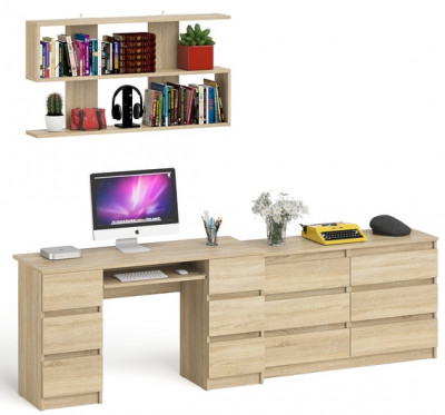 Мори компьютерный стол МС-2 + Комод МК1200.6 + Полка 1200, дуб сонома