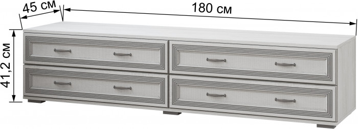 Модульная гостиная Ливорно, набор 1, Ясень анкор светлый/Патина серебро