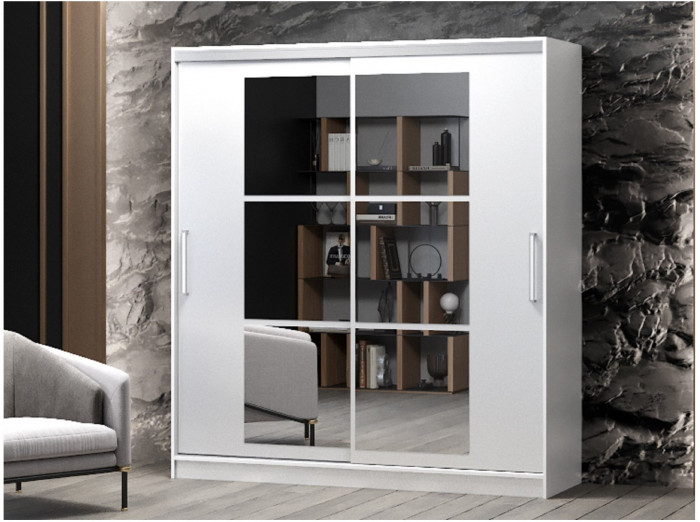 Шкаф-купе Альянс-10 ЛДСП 2000 + зеркала (Белый)