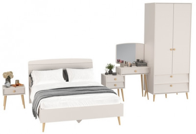 Афина Спальня 22-1400, цвет кашемир серый, сп.м. 1400х2000 мм., б/м, основание есть - фанера