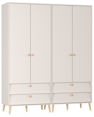 Афина Спальня Шкаф 2-х дверный с двумя ящиками х 2, цвет кашемир серый, ШхГхВ 180,6х56,3х220 см.