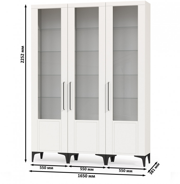 Валенсия Гостиная № 130, цвет ЛДСП белый шагрень/МДФ белый шагрень, ШхГхВ 165х38,1х225,2 см., универсальная сборка
