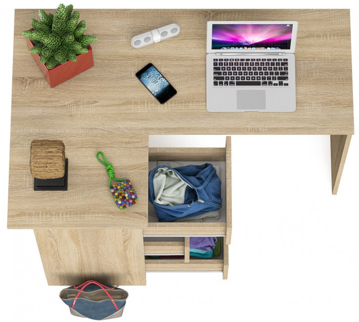 Мори компьютерный стол МС-16 левый, дуб сонома