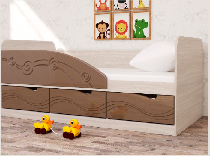 Кровать Бриз-4 80х160 Волна (Ирис/Белый/Правый)