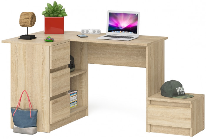 Мори компьютерный стол МС-16 левый + Тумба ТМП400.1, дуб сонома