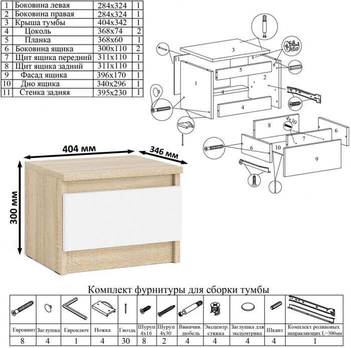 Мори письменный стол МСП1200.1 + Пенал МШ400.1 + Полка 1200, дуб сонома/белый
