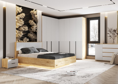 Модульная спальня Марвэл, Дуб крафт/Браш вайт