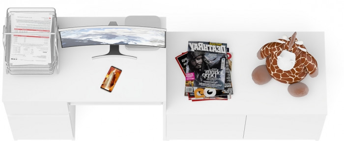 Мори Стол компьютерный МС-1 левый + Тумба МА900.1, цвет белый, ШхГхВ 180,4х50,4х76,6 см., выдвижной ящик слева, НЕ универсальная сборка