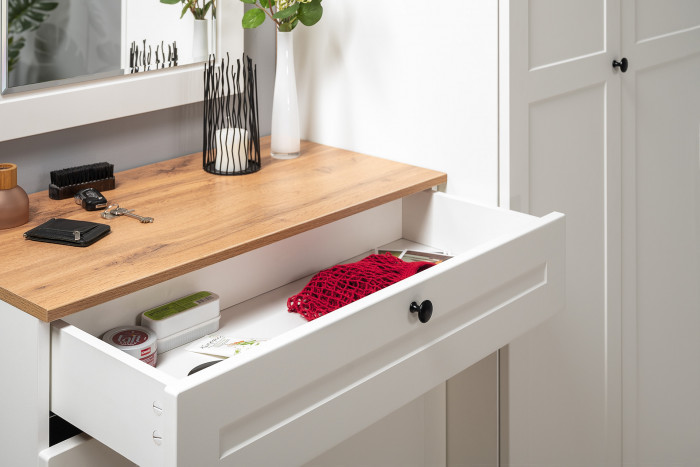 Остин Прихожая 58, белый шагрень/дуб крафт золотой