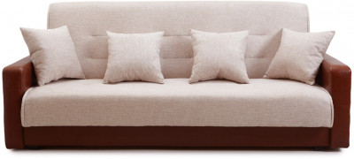 Диван-книжка Лондон, 120х190, рогожка/экокожа бежевая