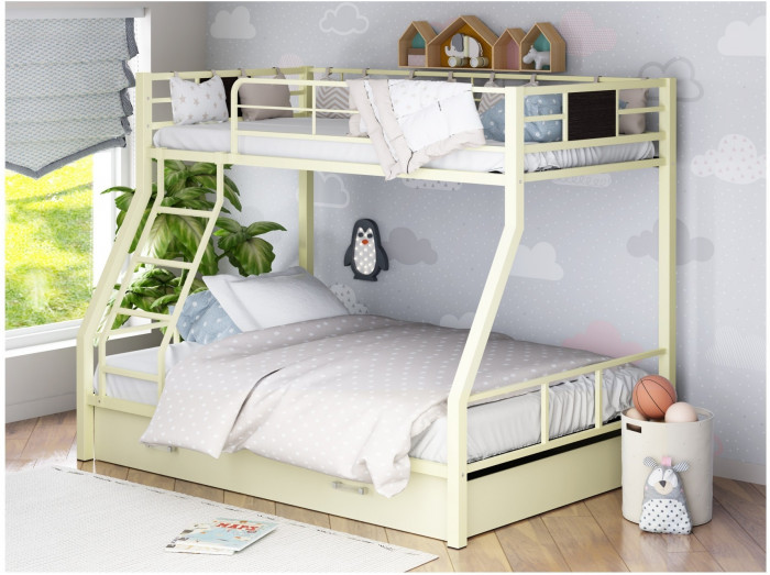 Двухъярусная кровать Гранада-1Я (Слоновая кость, Дуб молочный)