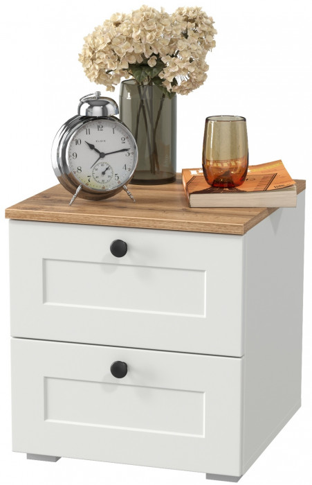 Остин 16.152 Тумба прикроватная, цвет белый шагрень/дуб крафт золотой, ШхГхВ 40х41,9х43,9 см.