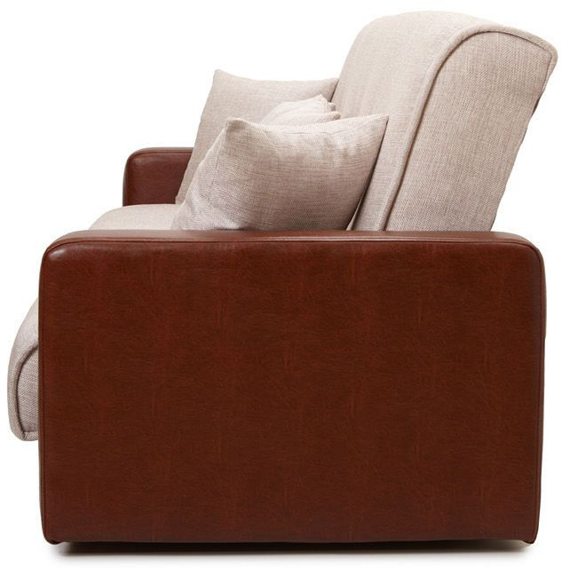 Диван-книжка Лондон, 140х190, рогожка/экокожа бежевая