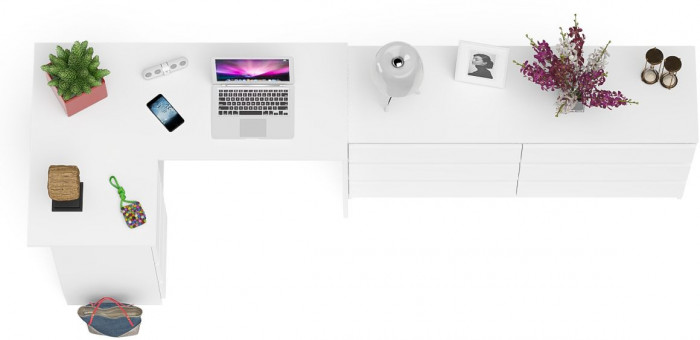 Мори компьютерный стол МС-16 левый + Комод МК1380.6, белый