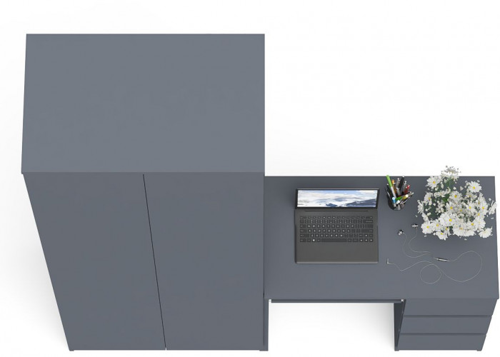 Мори компьютерный стол МС-6 правый + Шкаф МШ800.1, графит