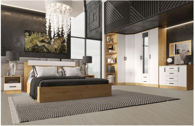 Модульная спальня Эко, композиция 3, вотан/белый гладкий