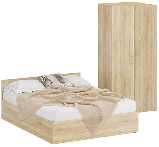 Кровать 1600 + Шкаф угловой Стандарт, цвет дуб сонома, ШхГхВ 163,5х203,5х70 + 81,2х81,2х200см., сп.м. 1600х2000 мм., без матраса, основание есть