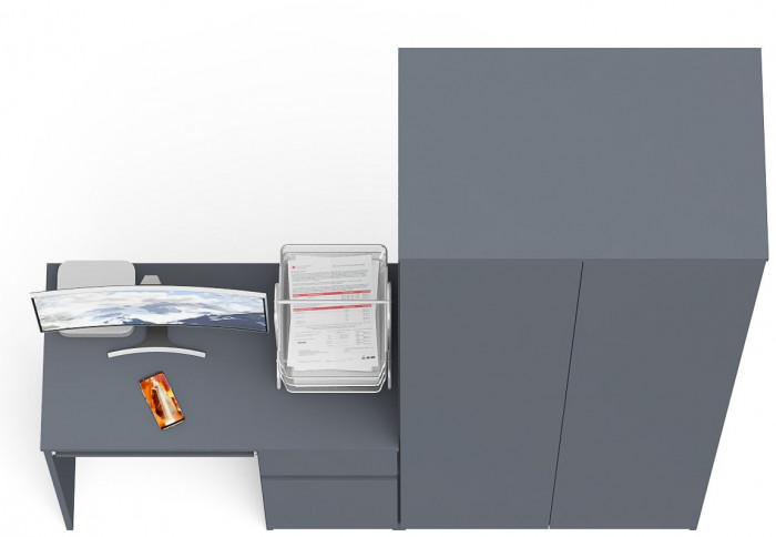 Мори компьютерный стол МС-1 правый + Шкаф МШ800.1, графит