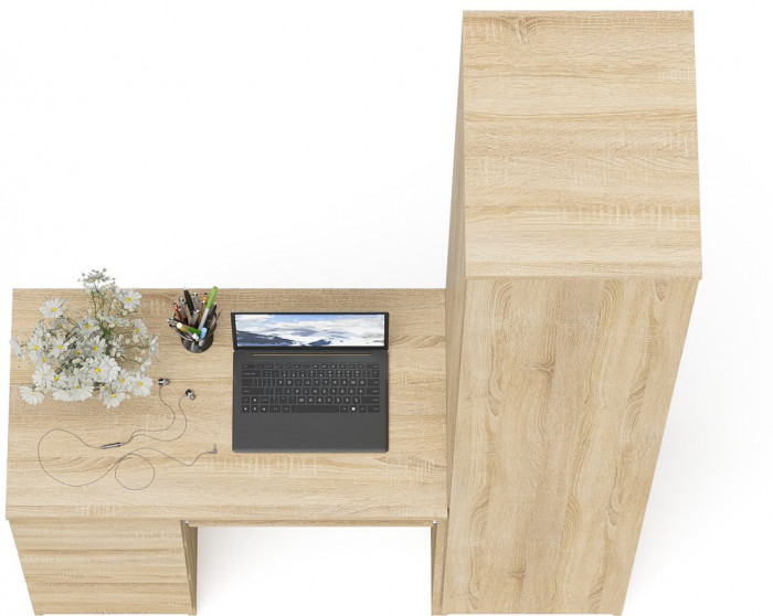 Мори компьютерный стол МС-6 левый + Пенал МШ400.1, дуб сонома
