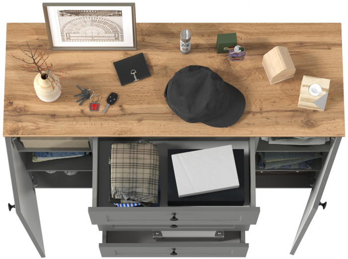 Остин 16.221 Комод, серый графит/дуб крафт золотой