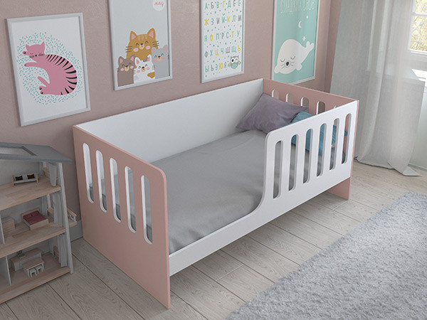 Кровать Астра 12 без ящика Белый/Розовый