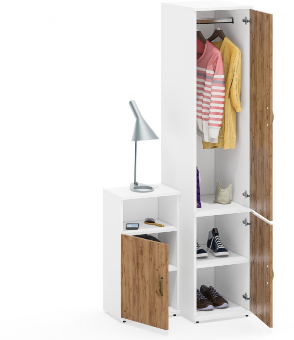 Лидер-8 Пенал МД 23Б + Тумба МД 3.19, белый шагрень/крафт золото