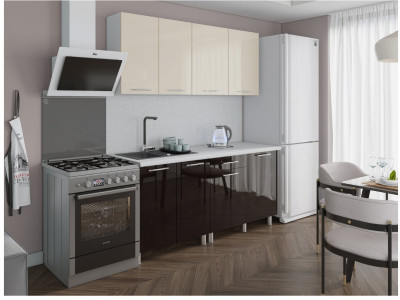 Кухонный гарнитур Танго 1,8м Ваниль/Горький шоколад