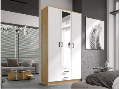 Трио Шкаф трёхдверный, вотан/белый гладкий