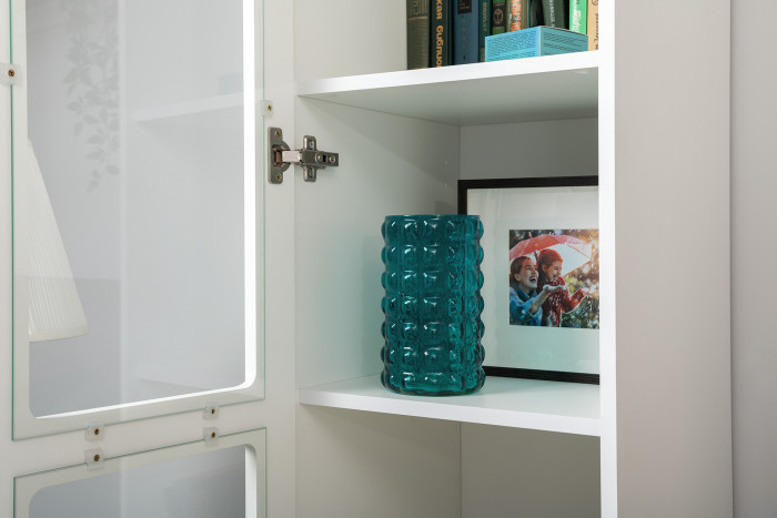 Остин 13.227 Шкаф-пенал, белый шагрень/дуб крафт золотой