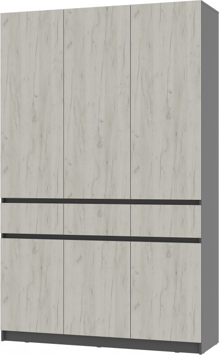 Шкаф 3-х створчатый "Багира" ШК-08 Графит/Крафт белый