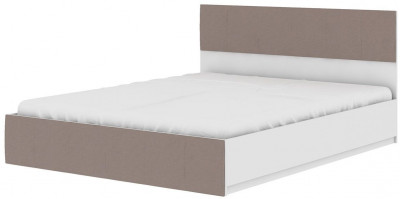 Милос 73-01 Кровать с п/м 1600 Белый снег / Рогожка Саванна Кофе