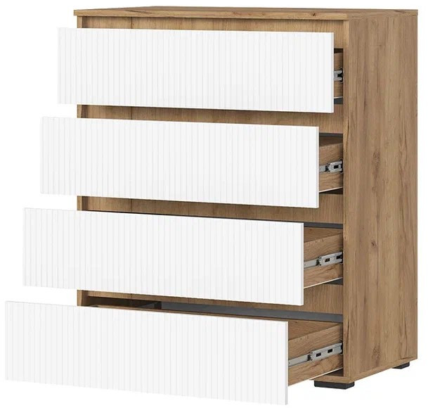 Хелен КМ 02 Комод 802 4 ящика (0,802х0,958х0,460) белый супер/дуб крафт золото