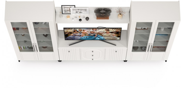 Валенсия Гостиная № 102, ЛДСП белый шагрень/МДФ белый шагрень