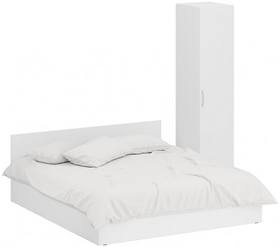 Кровать 1800 + Пенал Стандарт, цвет белый, ШхГхВ 183,5х203,5х70 + 45х52х200 см., сп.м. 1800х2000 мм., без матраса, основание есть