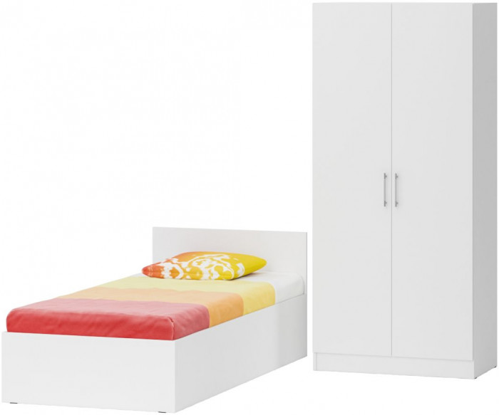 Кровать 0900 + Шкаф 2-х створчатый Стандарт, белый