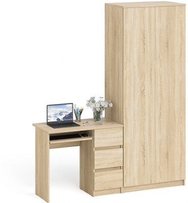 Мори компьютерный стол МС-6 правый + Шкаф МШ800.1, дуб сонома