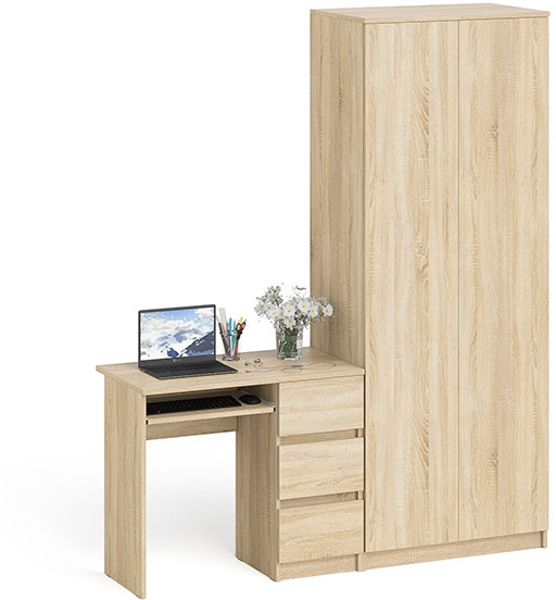 Мори компьютерный стол МС-6 правый + Шкаф МШ800.1, дуб сонома
