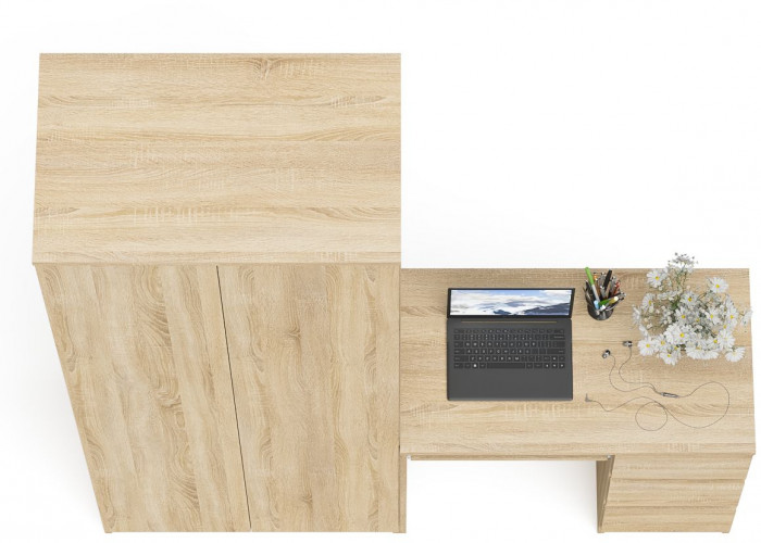 Мори компьютерный стол МС-6 правый + Шкаф МШ800.1, дуб сонома