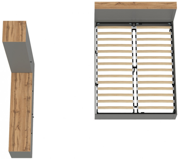 Остин 11.53 Кровать + ортопед + 13.227 Шкаф-пенал + 16.47 Тумба под ТВ, серый графит/дуб крафт золотой