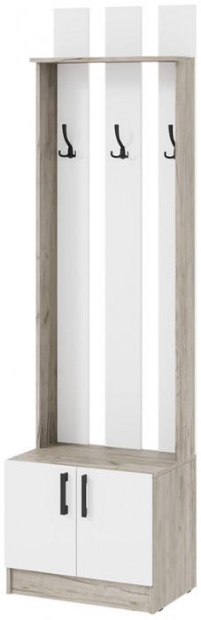 Вешалка Вега ВШ-2, Дуб крафт серый, Белый