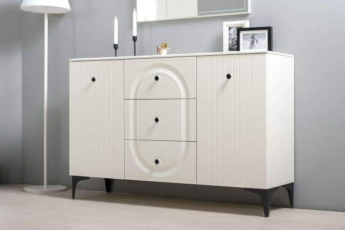 Валенсия Гостиная № 122, ЛДСП белый шагрень/МДФ белый шагрень