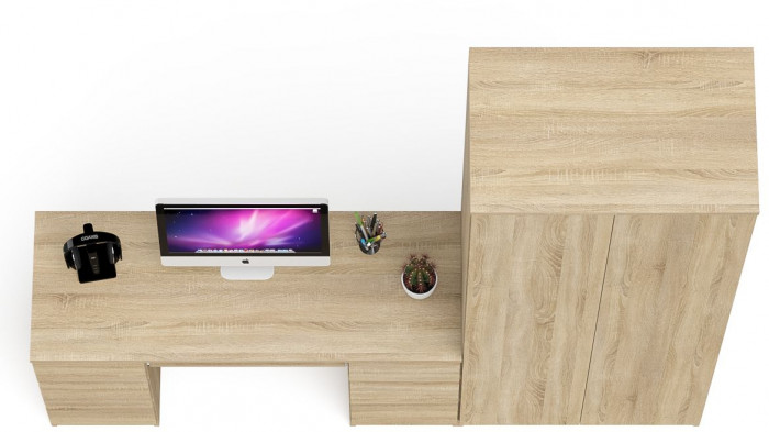 Мори компьютерный стол МС-2 + Шкаф МШ800.1, дуб сонома