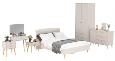 Афина Спальня 24-1400, цвет кашемир серый, сп.м. 1400х2000 мм., б/м, основание есть - фанера