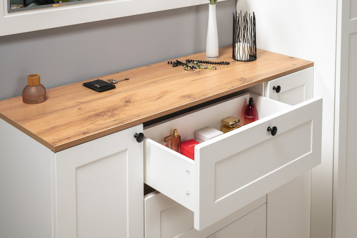 Остин Прихожая 61, белый шагрень/дуб крафт золотой